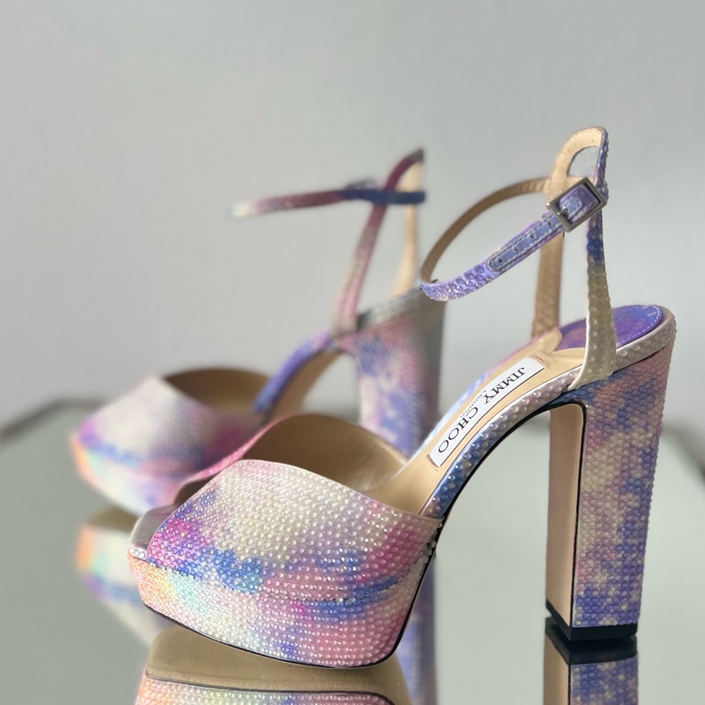 Jimmy Choo Sacaria Multicolor Crystal Platform Heels - Picture 12 of 16